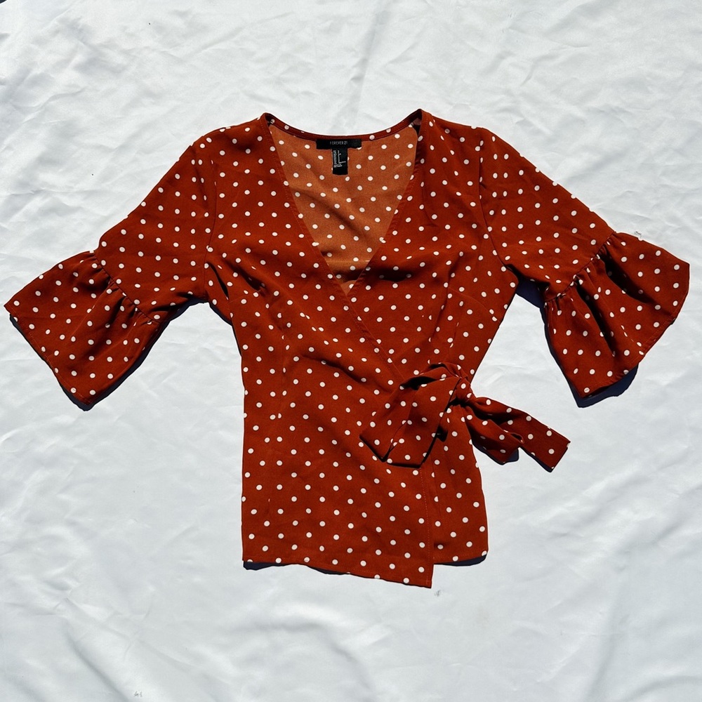 Polka Dot V Neck Blouse